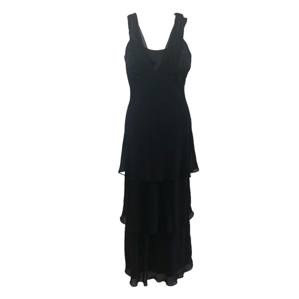 Patra Black Tiered Chiffon Maxi Dress
